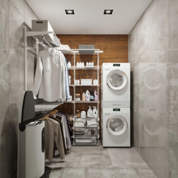 Система в прачечную со стиральной и сушильной машинами белая