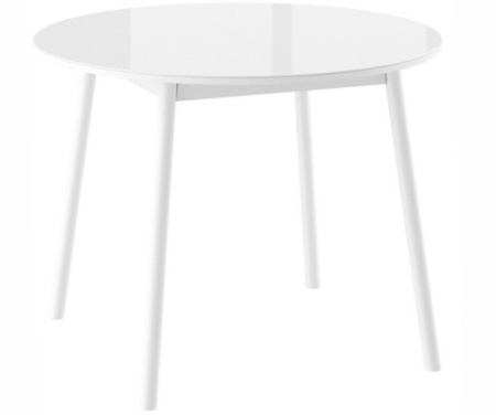 Стол ROUND-100, круглый раздвижной со стеклом 100(137), Белый/белый
