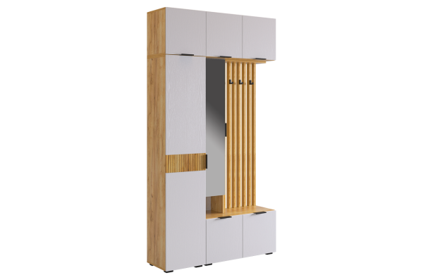 Прихожая "Бери К8" (1200х350х2226) (дуб крафт золотой/белое дерево)