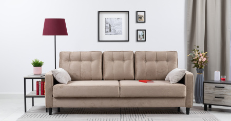 Диван - кровать Арно (Арт. ТД 565 Лаки 04 (песочный), Лаки 04 (песочный), Vertical 910 (молочно-сер