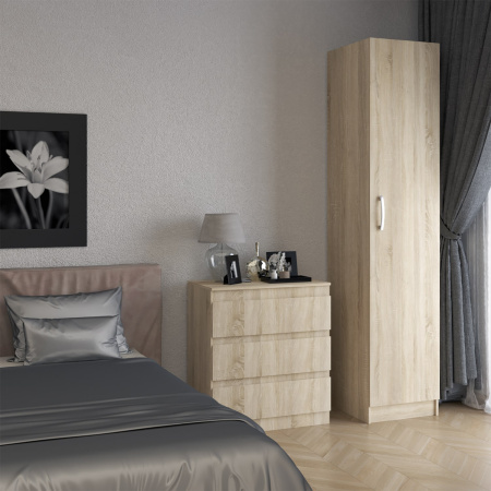 8.01 Шкаф 1-дверный 420х2380х540(дуб сонома, Дуб сонома, Лотос 128)