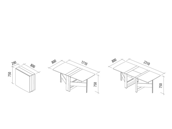 Колибри-12.2 Венге/Дуб Кобург Стол-книжка 290(1710)(2310)*800*750