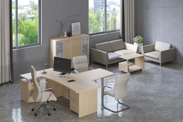 First Стол руководителя криволинейный KSR-2 Клен 1800*940*765