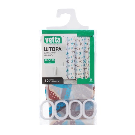 VETTA Шторка для ванной, винил, 177x180см, 150г, ''Мэринелла" 461-169