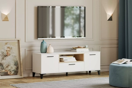 НМ 013.43 Тумба ТВА ("Bergen", Белый (КМ)/Дуб бунратти)