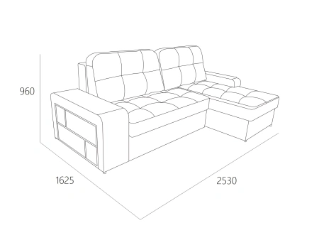 Диван-кровать угловой Дубай 2т 1пф(1пф-2т) СК (Луна 05 беж)
