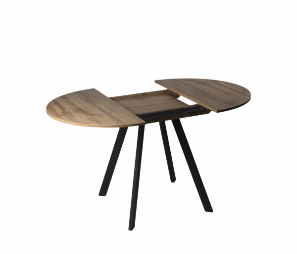 Лаунж Стол Обеденный раздвижной, 900(1300)*900*750 мм (ЛДСП Дуб Вотан, Цвет краски: Черный RAL 9005)