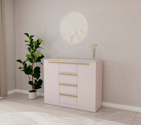 "НИКОЛЬ-8" комод (ФУР) (КОМПЛЕКТ ИЗДЕЛИЯ) (Сатиновое золото)