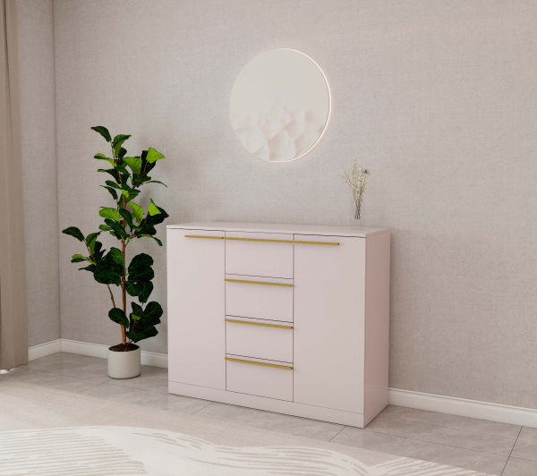 "НИКОЛЬ-8" комод (ФУР) (КОМПЛЕКТ ИЗДЕЛИЯ) (Сатиновое золото)