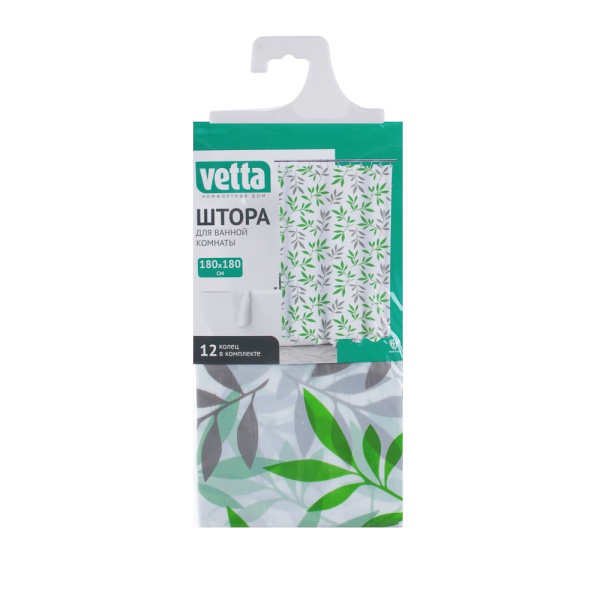 VETTA Шторка для ванной, ПЕВА, 180x180см, "Ветви", 3 цвета 461-043