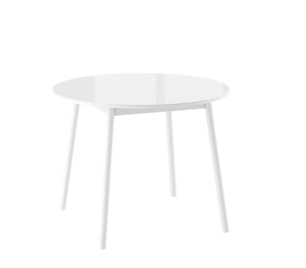 Стол ROUND-100, круглый раздвижной со стеклом 100(137), Белый/белый