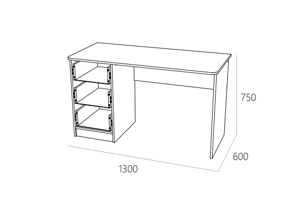 НМ 011.47-01 М2 Стол письменный ("Фанк", Белый (КМ)/Дуб сонома, Дуб Сонома)