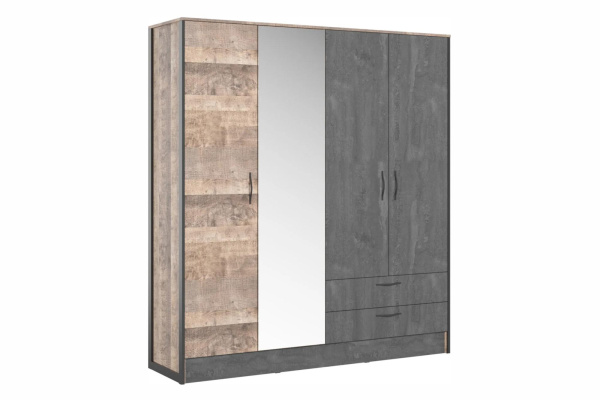 HUGO шкаф 4-х дверный Дуб Гранж/Железный камень