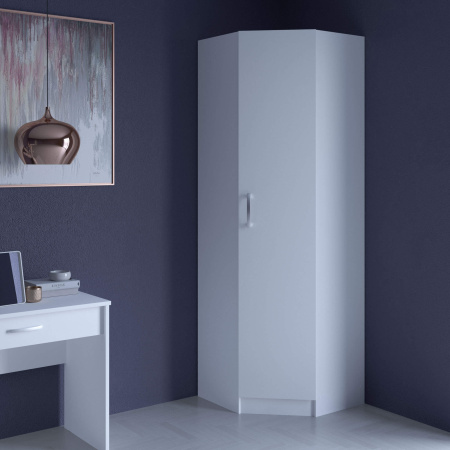 8.05 Шкаф угловой для одежды без зеркала 770х2380х770 Белый глянец(белый, белый глянец, Лотос 128)