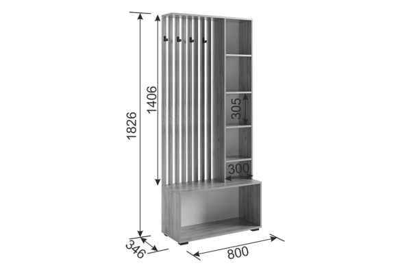 Прихожая "Бери К2" (1200х350х1826)