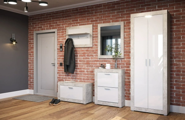 МОНТАНА тумба для обуви О-2 Atelier/Белый глянец 