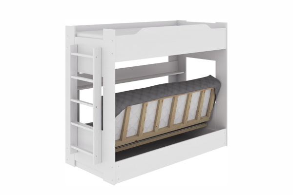 Двухъярусная кровать с диваном Клик-Клак (белый)
