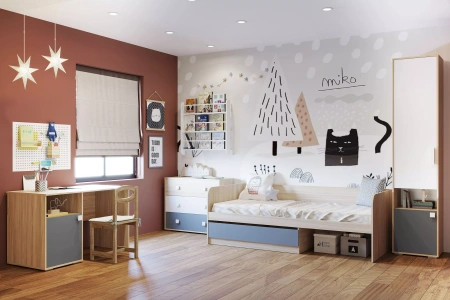 НМ 041.72 Шкаф-пенал ("Элиот", Белый Фасадный/Маренго, Баунти Песочный)