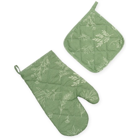Набор для кухни 2 предмета "Радушная хозяйка(Традиция)"(рукавичка-прихватка,прихватка) Ботаника грин