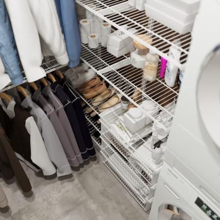 Система в прачечную со стиральной и сушильной машинами белая