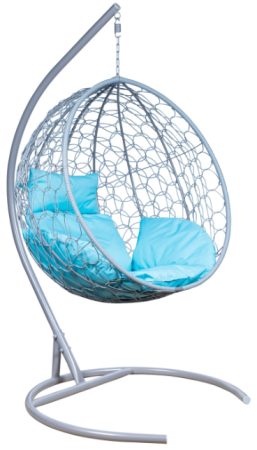 Подвесное кресло LESET ЛУНА (каркас Серый металлик, подушка Бирюза яркая)