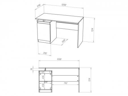 STERN стол письменный Т-5(16 мм) Дуб Сонома
