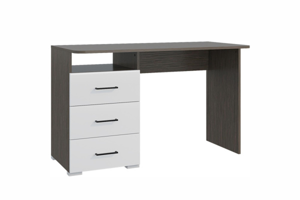 Стол Лайт 1200/3 ящ. (Корпус Венге + Фасад Белый мат)