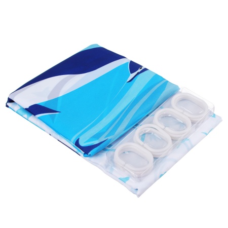 VETTA Шторка для ванной, ткань полиэстер с утяжелит, 180х180см, "Дельфины" 461-428