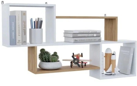 12ЛПНДЗБ Лайт Полка навесная NEW (Дуб золотой/белый)