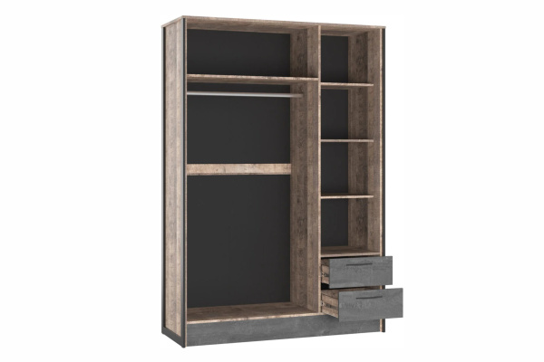 HUGO шкаф 3-х дверный Дуб Гранж/Железный камень 