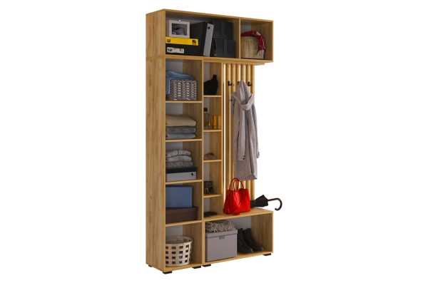 Прихожая "Бери К8" (1200х350х2226) (дуб крафт золотой/белое дерево)