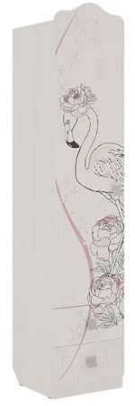 Шкаф комбинированный "Фэнтези" (с ящ. 1-створчатый) (белый рамух)