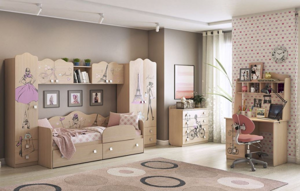 Кровать "Амели" (дуб млечный)