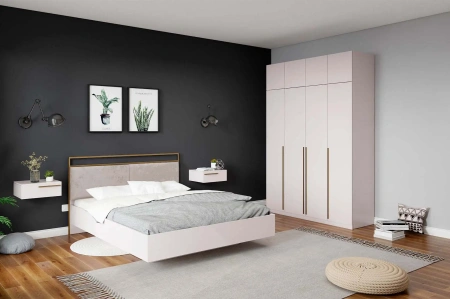 "НИКОЛЬ-24" шкаф 4-х ств. (ФУР) (КОМПЛЕКТ ИЗДЕЛИЯ) (Кашемир / Сатиновое золото)