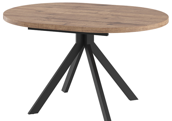 Стол RONDO-100, круглый раздвижной 100(135), Дуб Веллингтон/Черный (1 упак)