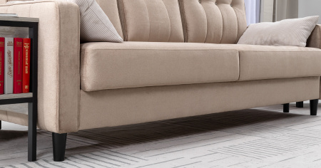 Диван - кровать Арно (Арт. ТД 565 Лаки 04 (песочный), Лаки 04 (песочный), Vertical 910 (молочно-сер