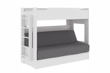 Двухъярусная кровать с диваном Клик-Клак (белый)