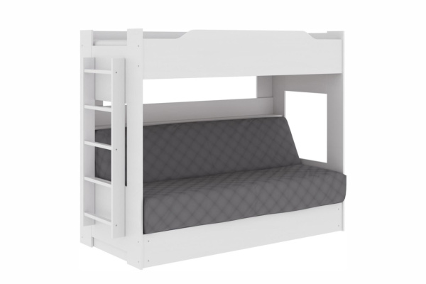 Двухъярусная кровать с диваном Клик-Клак (белый)