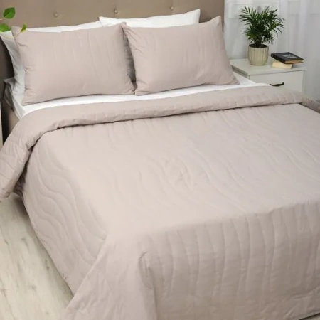 Покрывало стеганое "Традиция" 215х240, поплин (Латте)