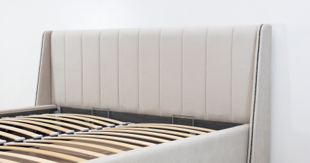 Кровать двойная Мелисса 180 ((Тори 56 велюр (светло-бежевый), Тори 56 велюр ( светло-бежевый))) (кро