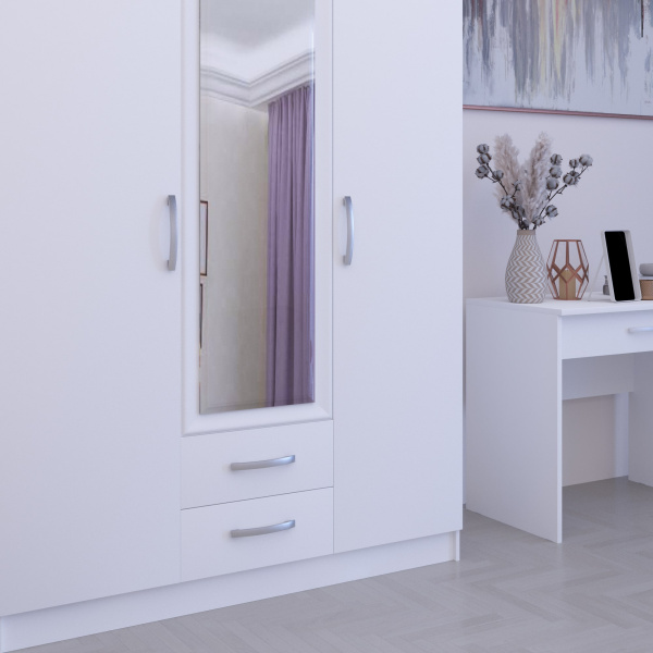 С5.14Z Шкаф 3-х дверный с зеркалом 1510х1995х540(белый, белый, Лотос 128)