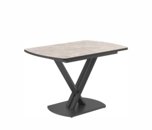 Стол VIKTOR-120, раздвижной 120(160)х80, КАМЕНЬ СВЕТЛЫЙ - HPL/ЧЕРНЫЙ, (2 упак.)