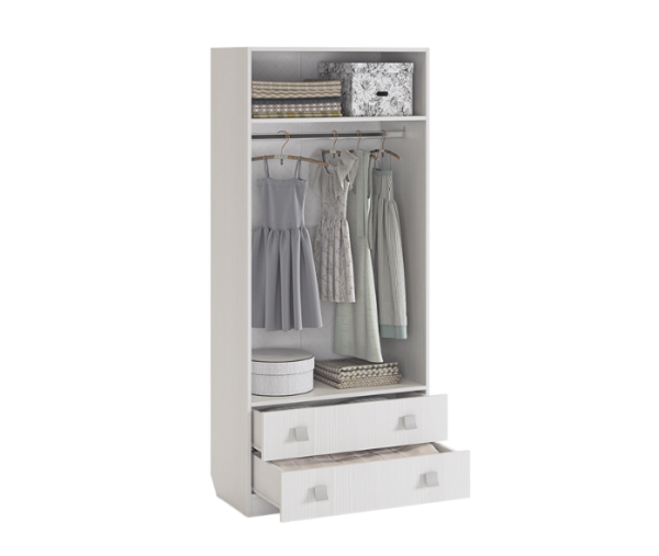 Шкаф комбинированный "Фэнтези" (с ящ. 2-створчатый) (белый рамух)