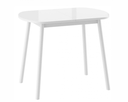 Стол ROUND-94, раздвижной со стеклом 94(126)*64, Белый/Белый