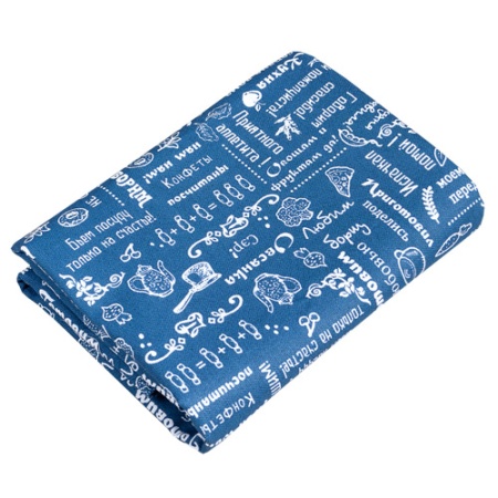 Скатерть рогожка 145х145  "Правила кухни"рогожка Индиго (MNK)