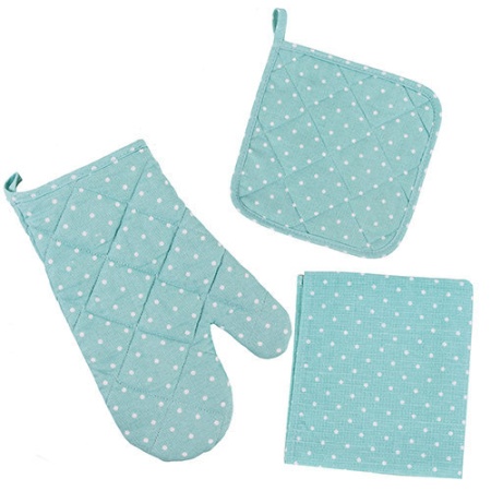 Набор для кухни 3 предмета "Радушная хозяйка" (Традиция) (Горошек мята)