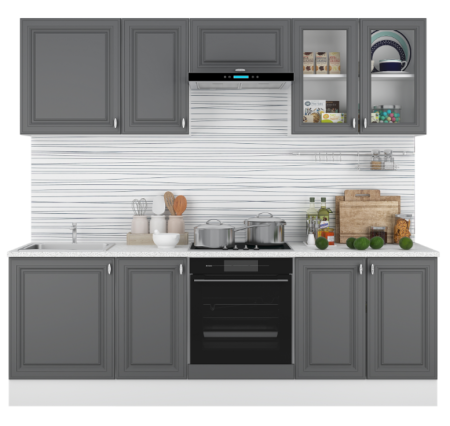 Кухня "ЕВА" (Графит софт) 2.4м