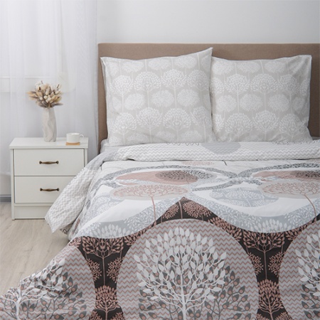 Комплект постельного белья 1,5 спальный "Традиция" ПОПЛИН, 100%-хлопок (Маккиато)