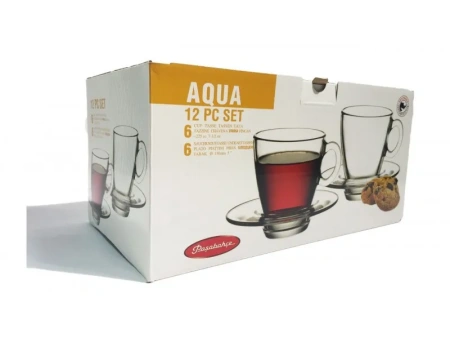 Aqua набор кофейный 6 чаш.+6блюд. (55283+54632) 96756 72мл закаленный