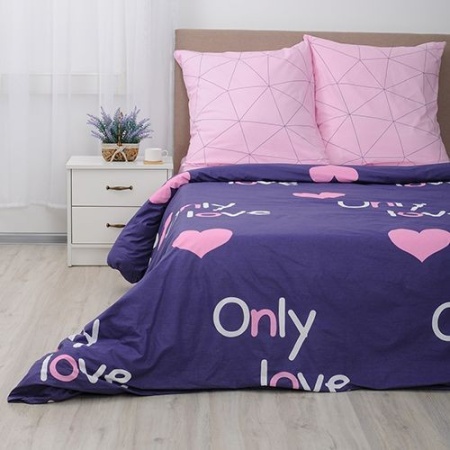 Комплект постельного белья 2 сп. с европрост. "Традиция" ПОПЛИН, 100%-хлопок (Только любовь)